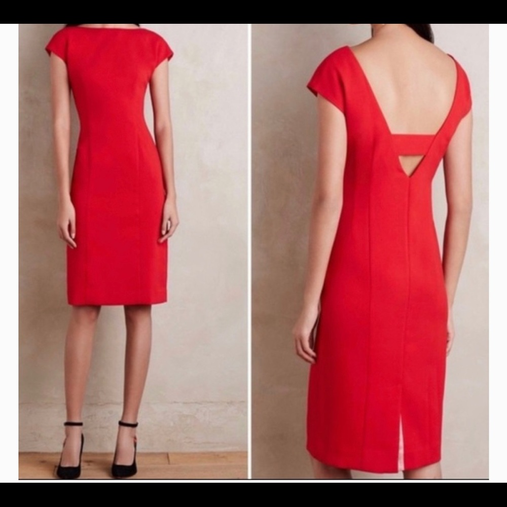 Anthropology Maeve Red Shift Wiggle Dress